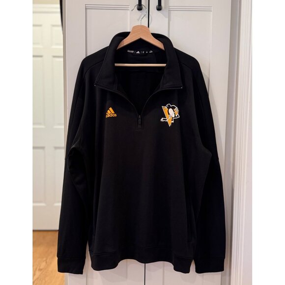 Adidas NHL Pittsburgh Penguins Hockey Quarter Zip Sweatshirt Size Mens XXL 2XL - Picture 1 of 6